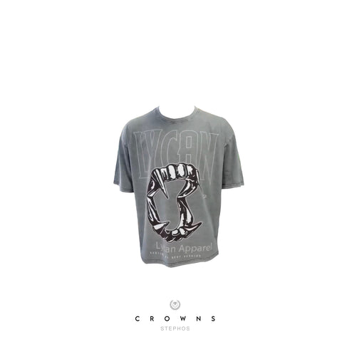 Fangs 2.0 Acid Wash Gray Over Size Tee